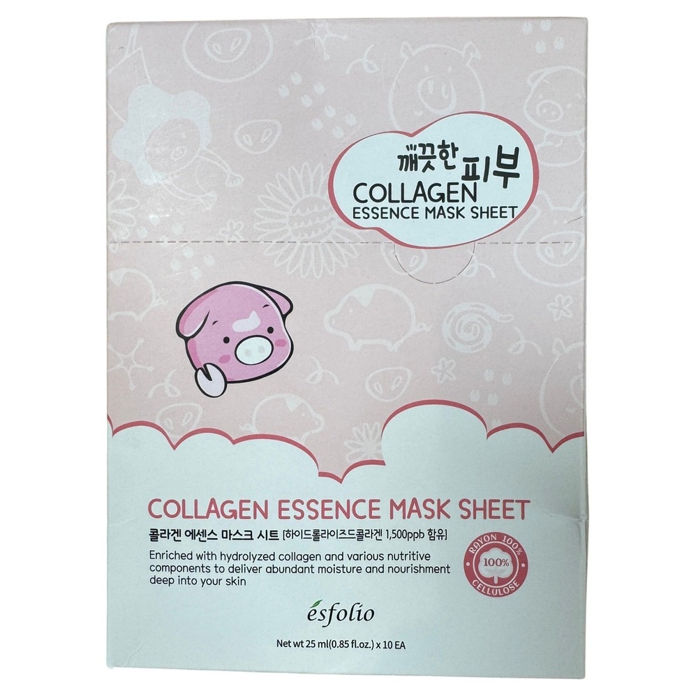 Esfolio Pure Skin Collagen Essence Mask Sheet 10 Pack Korean Skincare 25ml 10EA